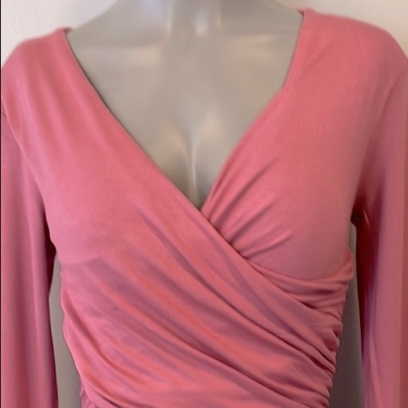 NWT STUNNING LULU’S Faux Wrap Stretchy Jersey  Puffy Sleeve Bodysuit MAU… - Picture 8 of 14